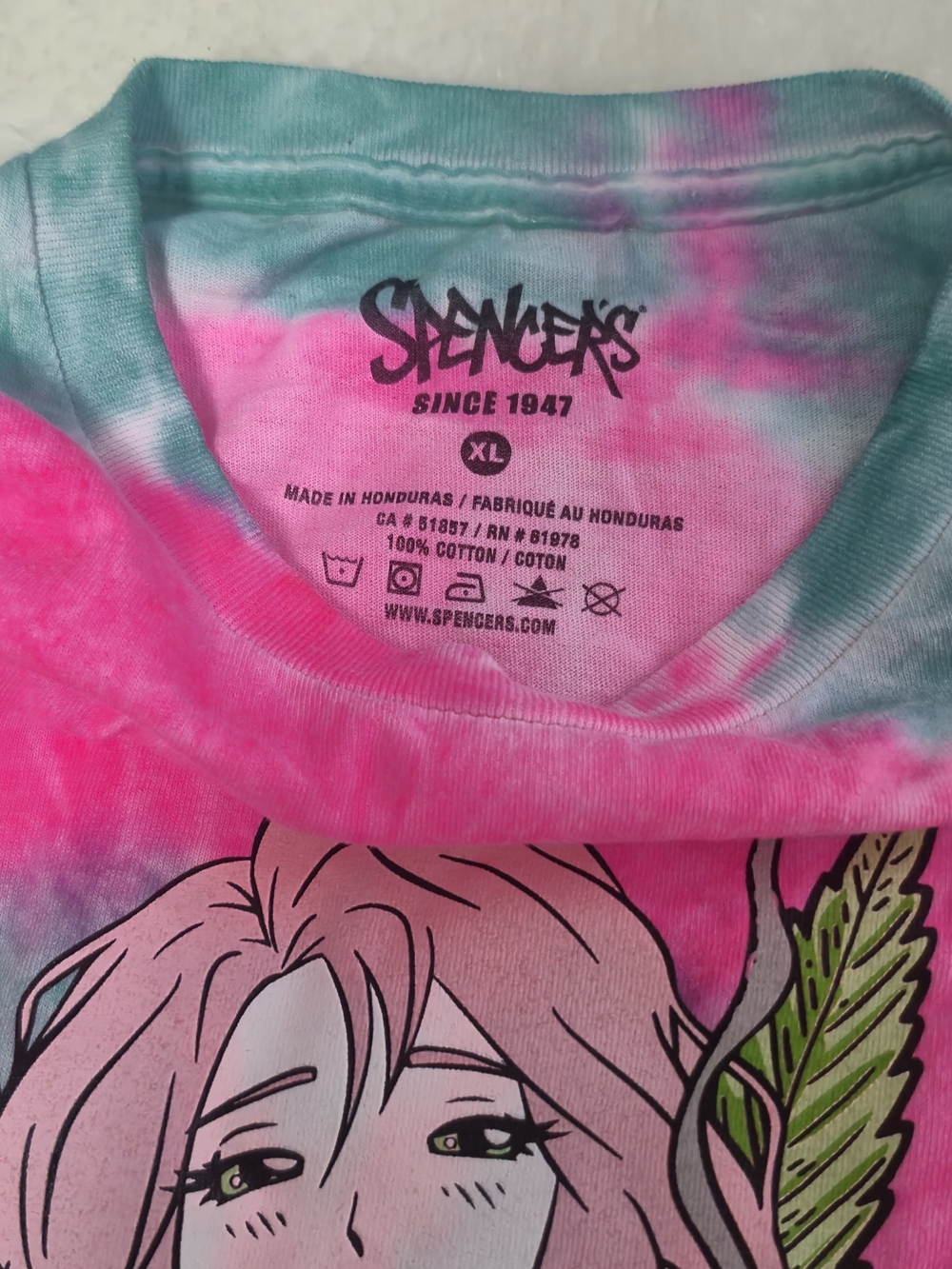 Spencer's Tie-Dye Anime Graphic Tee - Pink & Teal